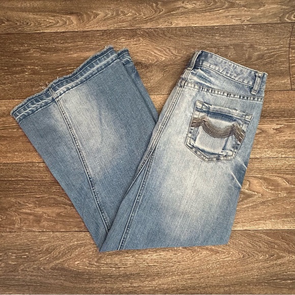 Mossimo Supply Co Y2K Denim Maxi Skirt Classic 90's Factory Fading Women's 3 - Picture 11 of 11